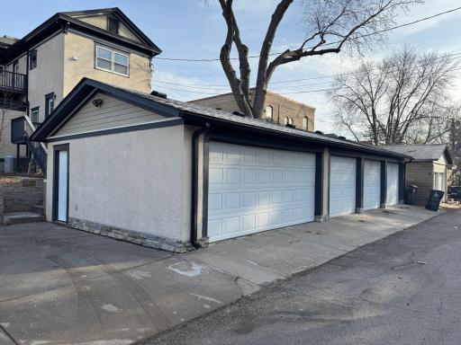 Five car garage, plus an extra parking stall.