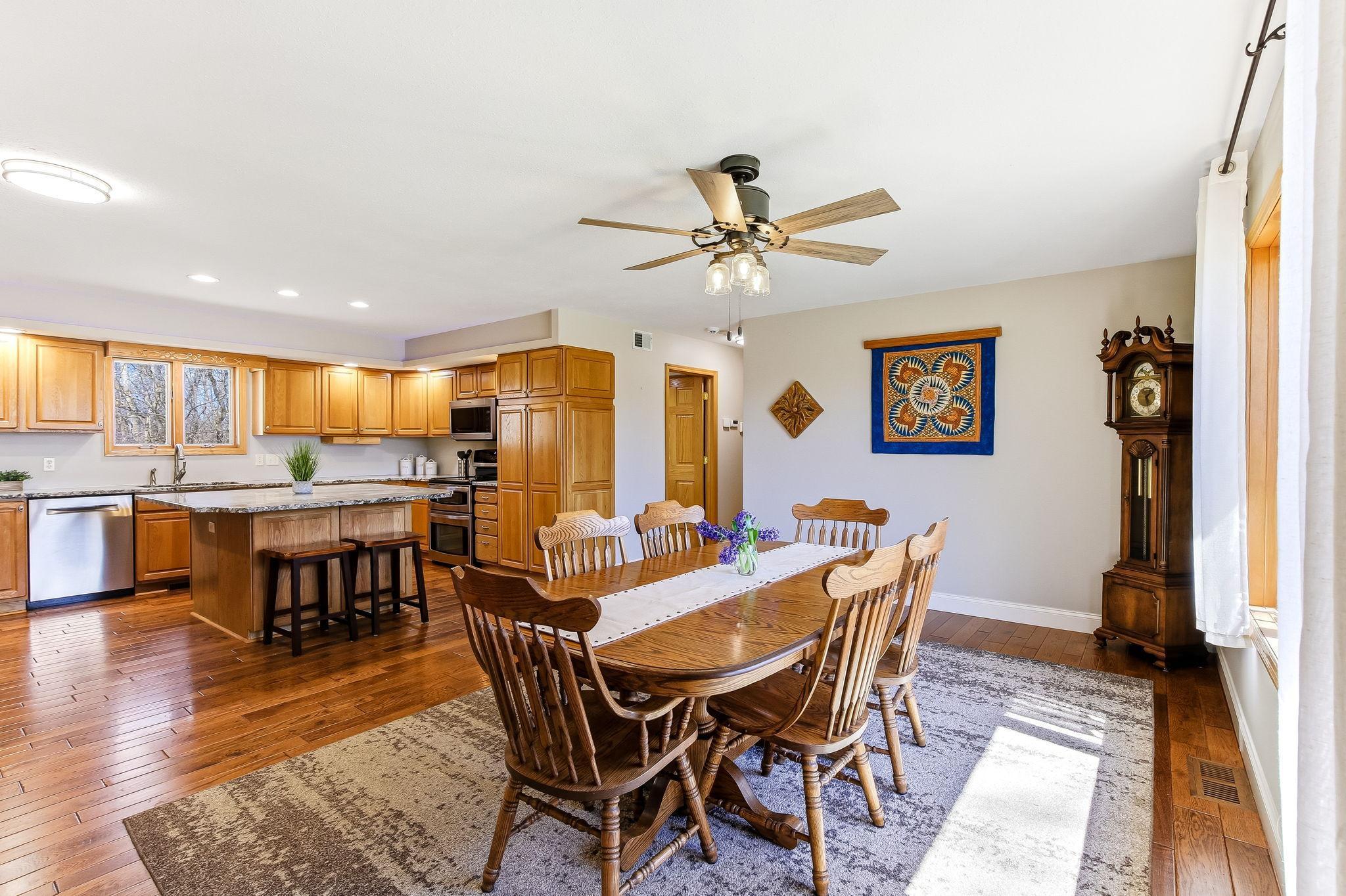Spacious Dining Room with hardwood floors and great natural light.