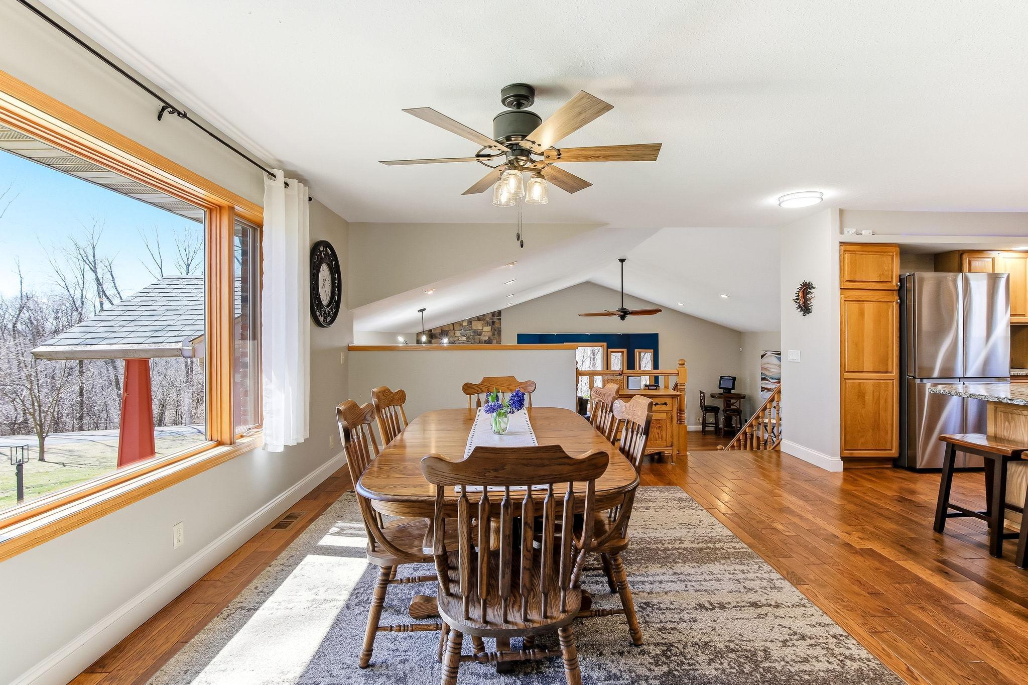 Dining area open to the Kitchen and overlooking the Great Room.