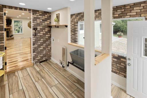 Laundry hookups right off the kitchen, on the main level add convenience for all.