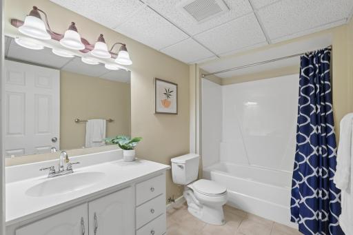 Lower level full bathroom, perfect for your guests