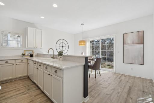 Kitchen opens to eat in kitchen area