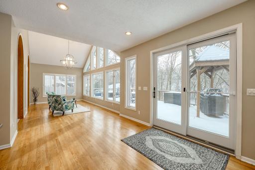 Sliding Door Opens to the Deck, Extending the Living Space Outdoors and Creating a Bright, Welcoming Atmosphere