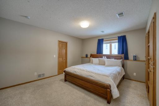 Lower-Level 5th Bedroom with Walk-In Closet and built-in Book Shelf & Cabinetry
