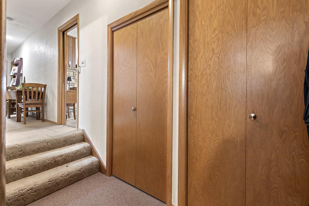 Multiple closet spaces upon entering from the garage/porch