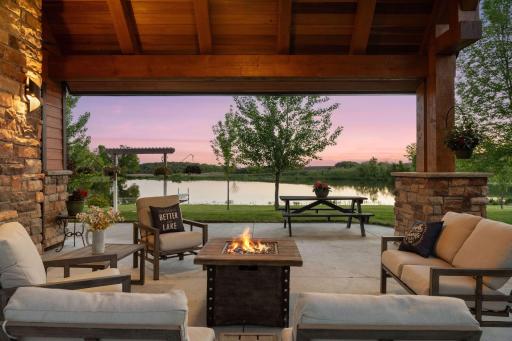 Enjoy sunsets in your covered patio over looking the pond.
