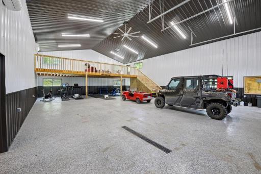 40' x 56' main garage with 14' doors and mezzanine area