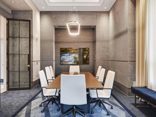 Private meeting space with modern design.