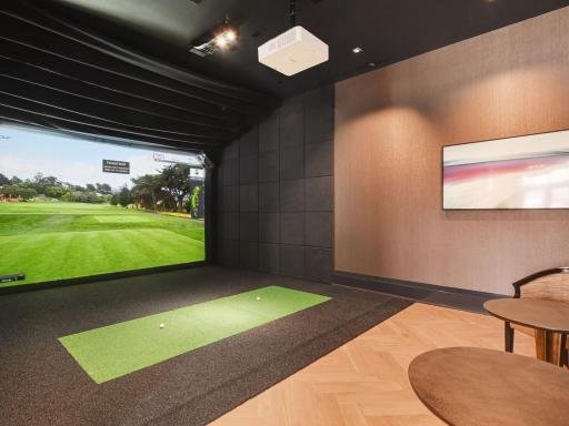 Golf simulator for year-round play and practice.