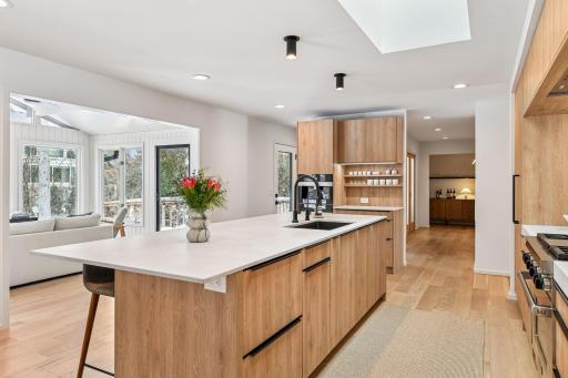 Thoughtful kitchen design places everything within chef's reach without sacrificing style.