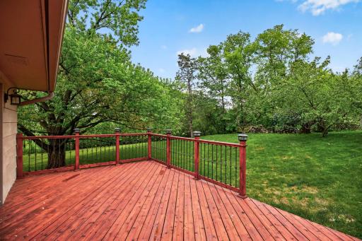 Large deck looking over the spacious private backyard