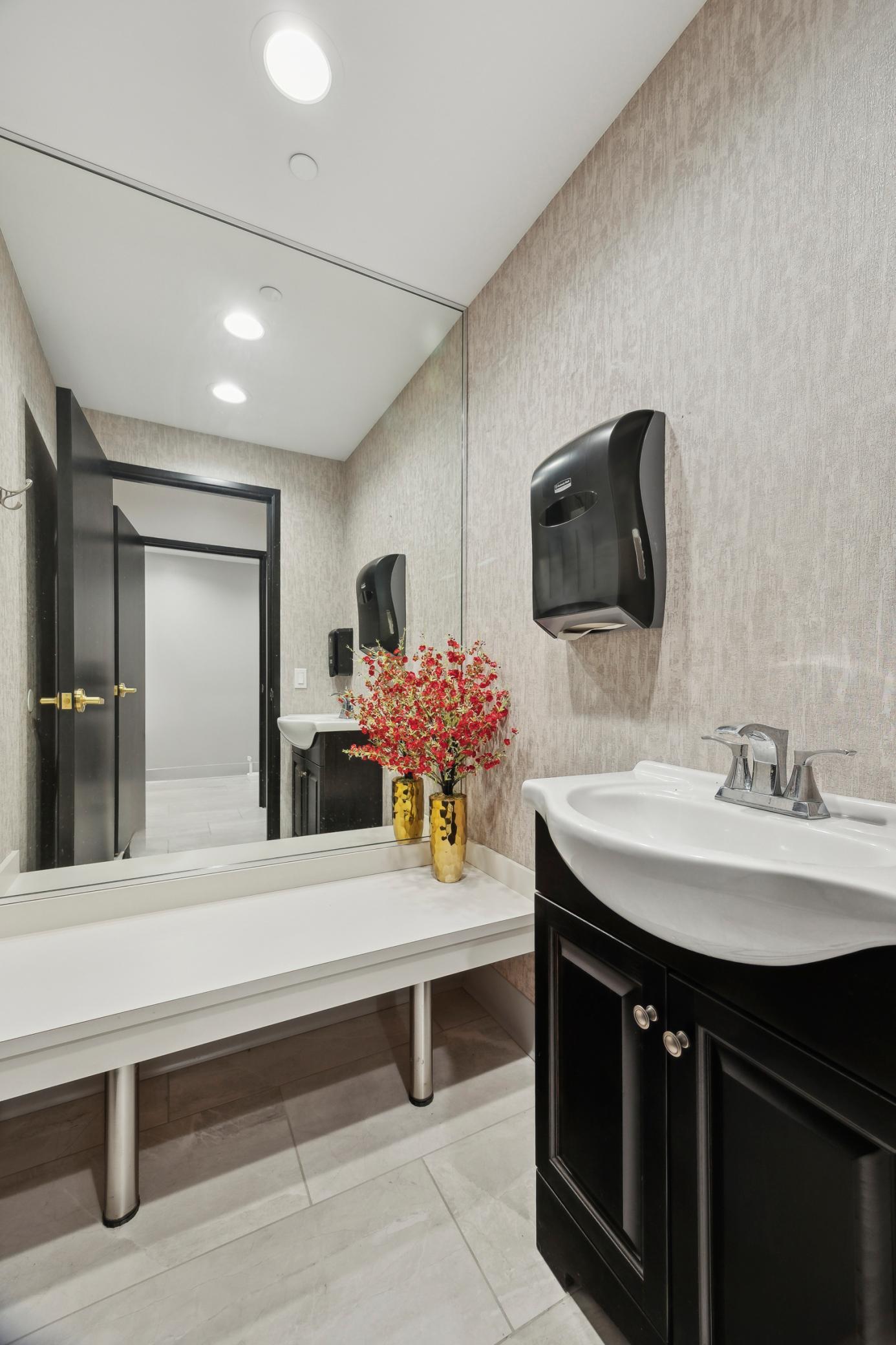 Modern restroom with clean, contemporary design.