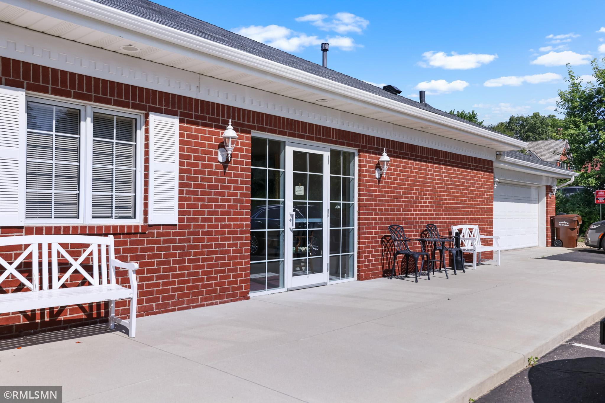 Entrance by attached garage