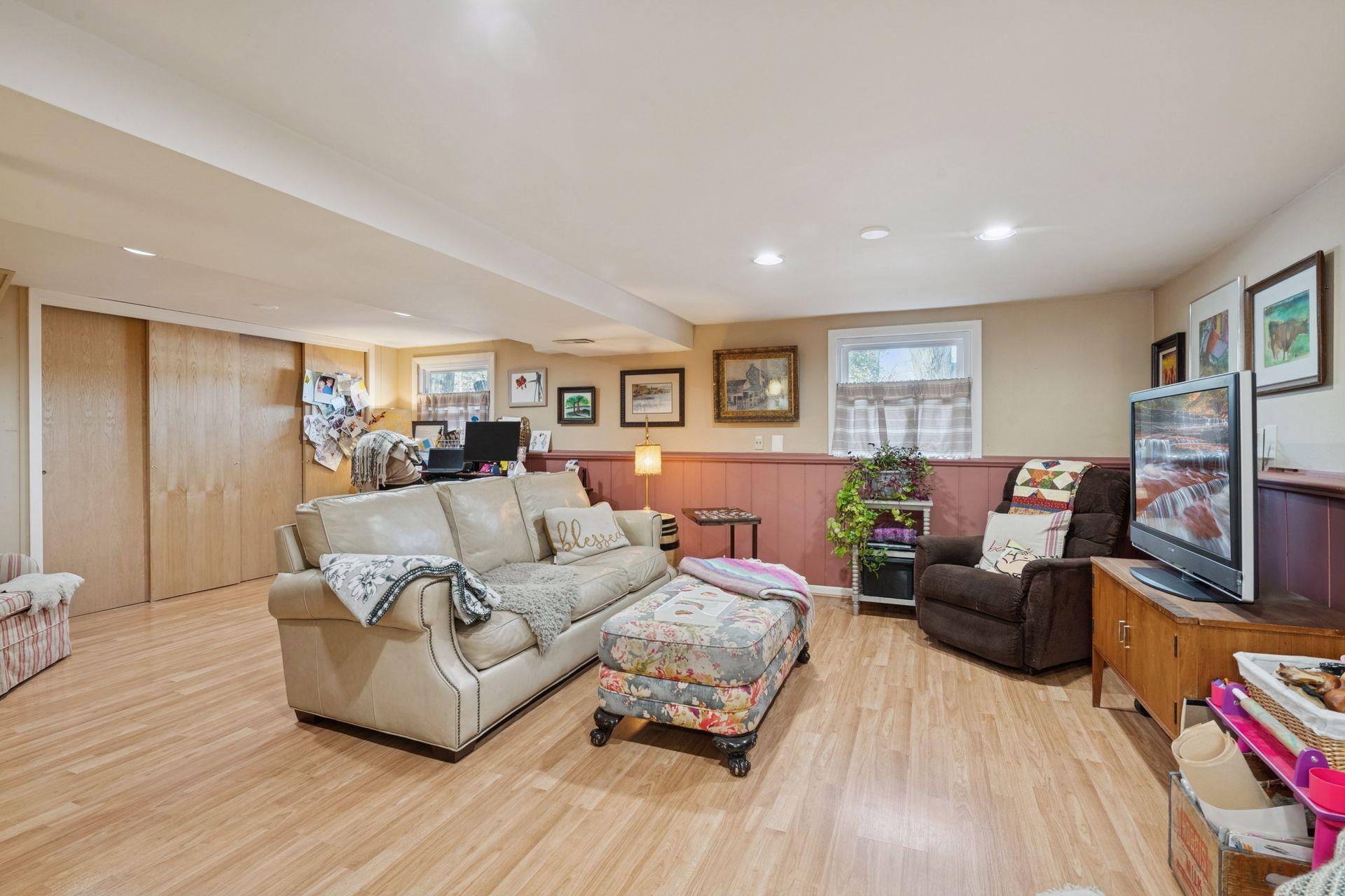 Family room with extra storage
