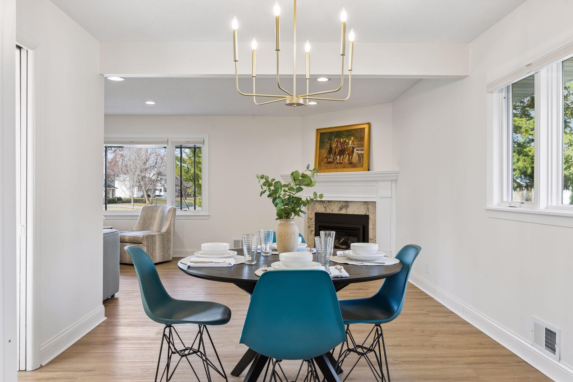 Convenient new gas fireplace insert in the main level living room and dining.