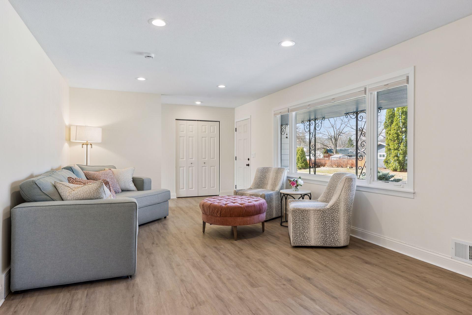 New top-down, bottom-up blinds on the main floor; exterior doors and mostly new Marvin windows throughout.