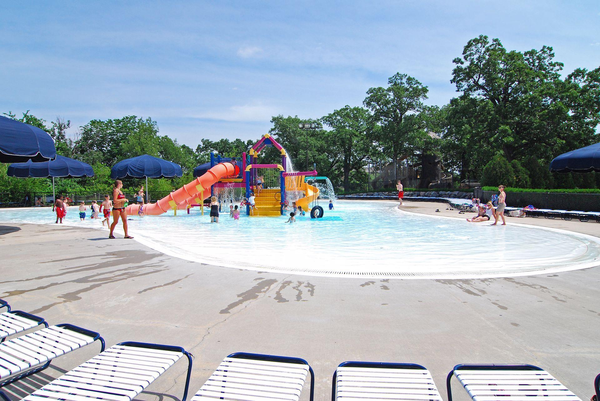 "'Lil' Lagoon Water Playground for children 8 and younger, features slides, sprayers and tipping bucket."