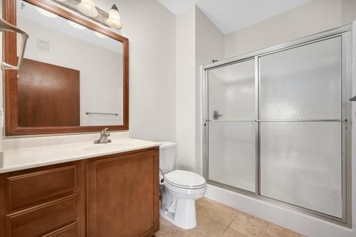 3/4 bathroom across the hall from the 2nd bedroom