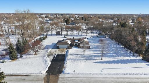 Ariel view facing east shed 22x18 7 ft door