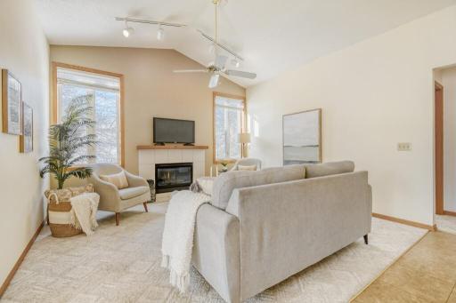 Family room with cozy fireplace