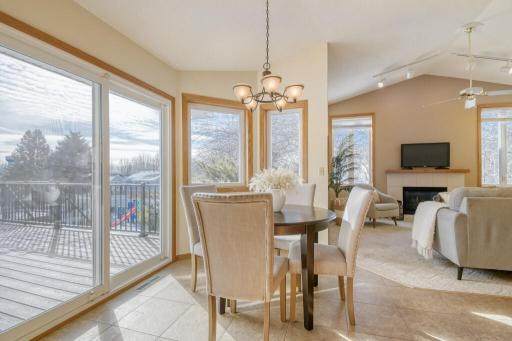 Kitchen and dining open to deck for entertaining