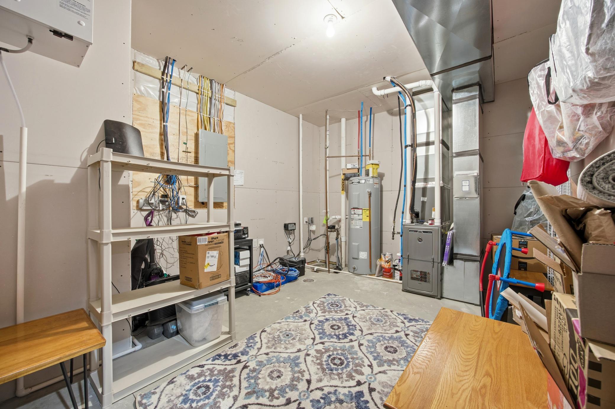 Utility room with radon mitigation