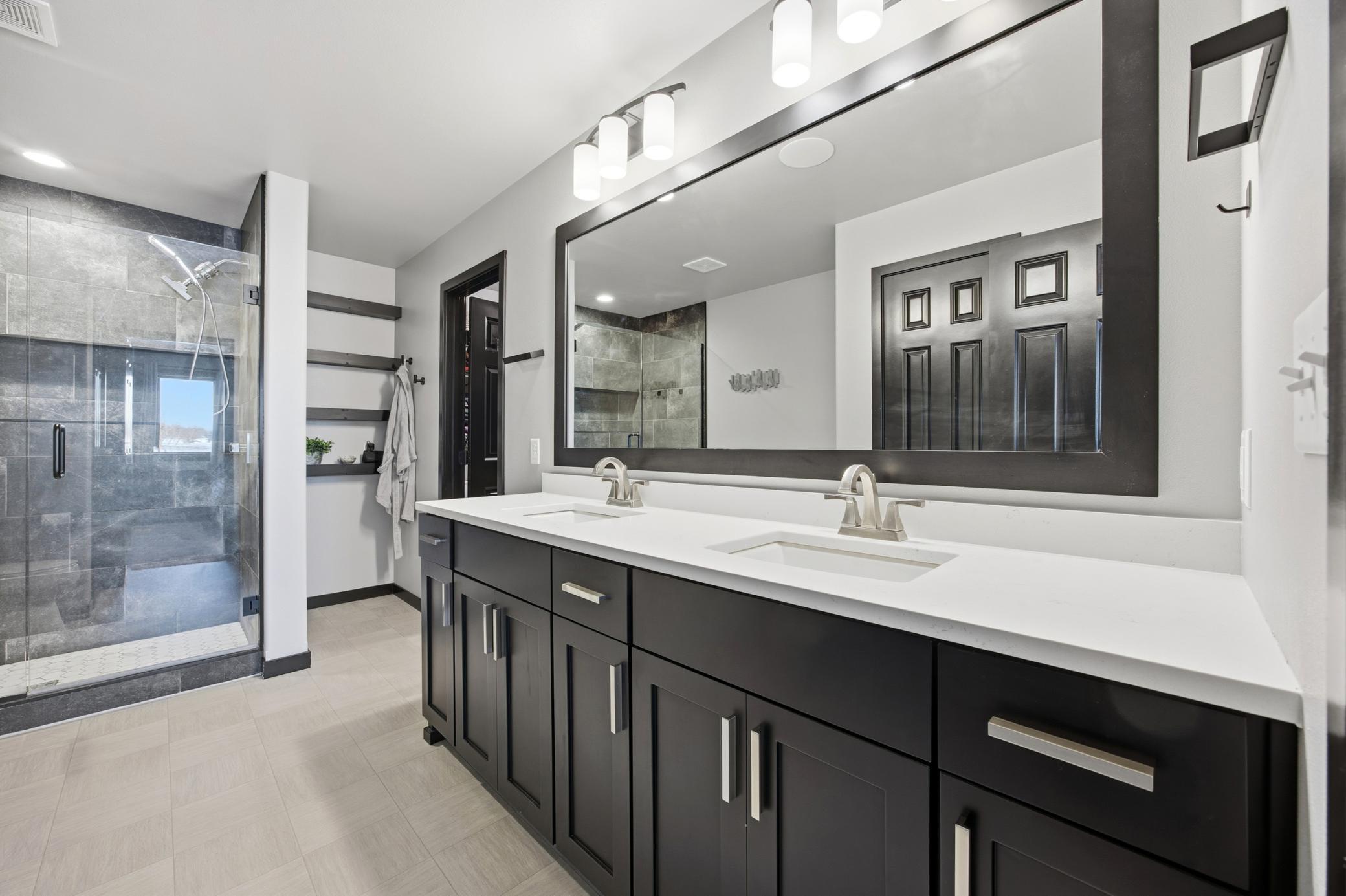 Primary bathroom with double sinks