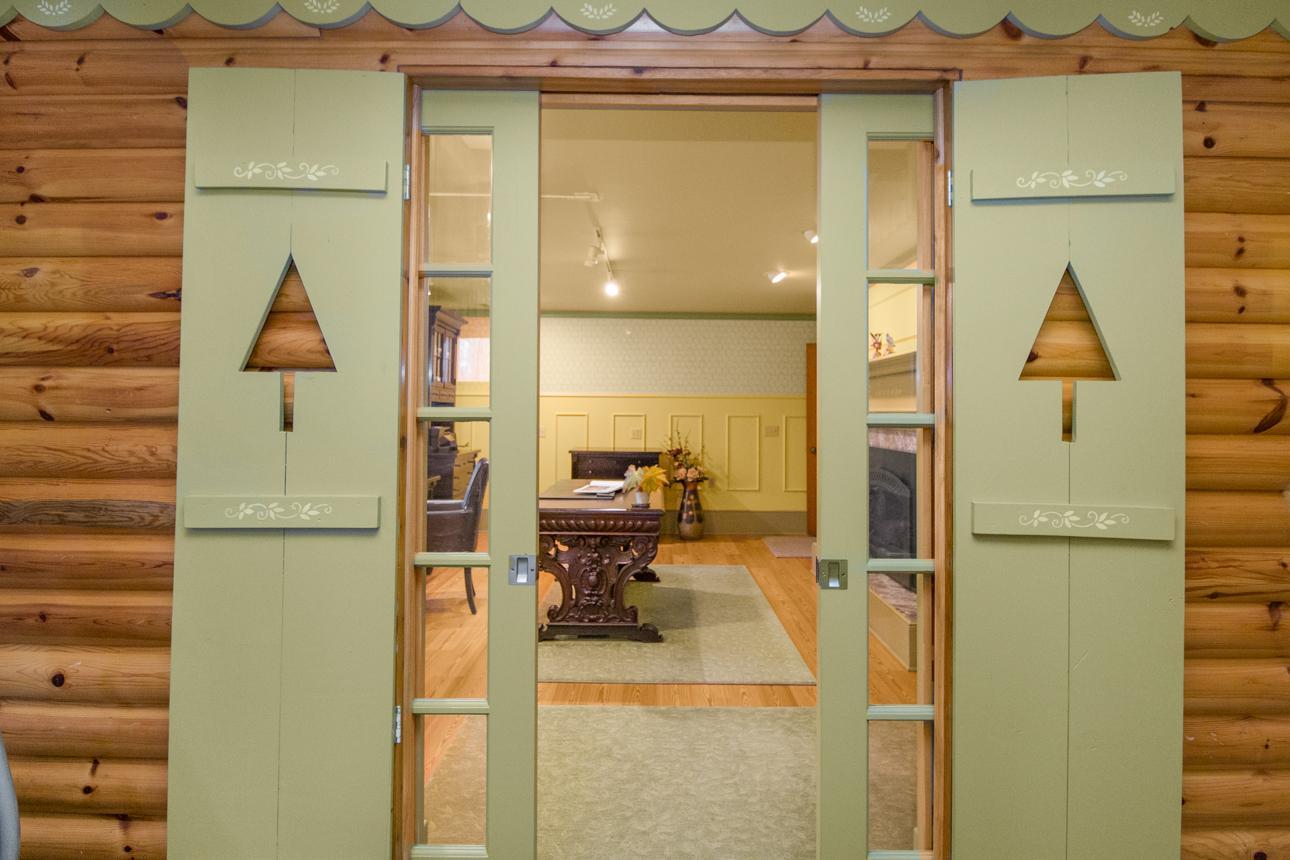 Pocket doors separating the two spaces