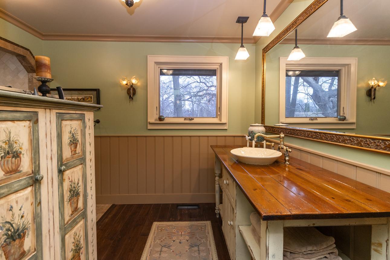 Private 3/4 bathroom with natural light