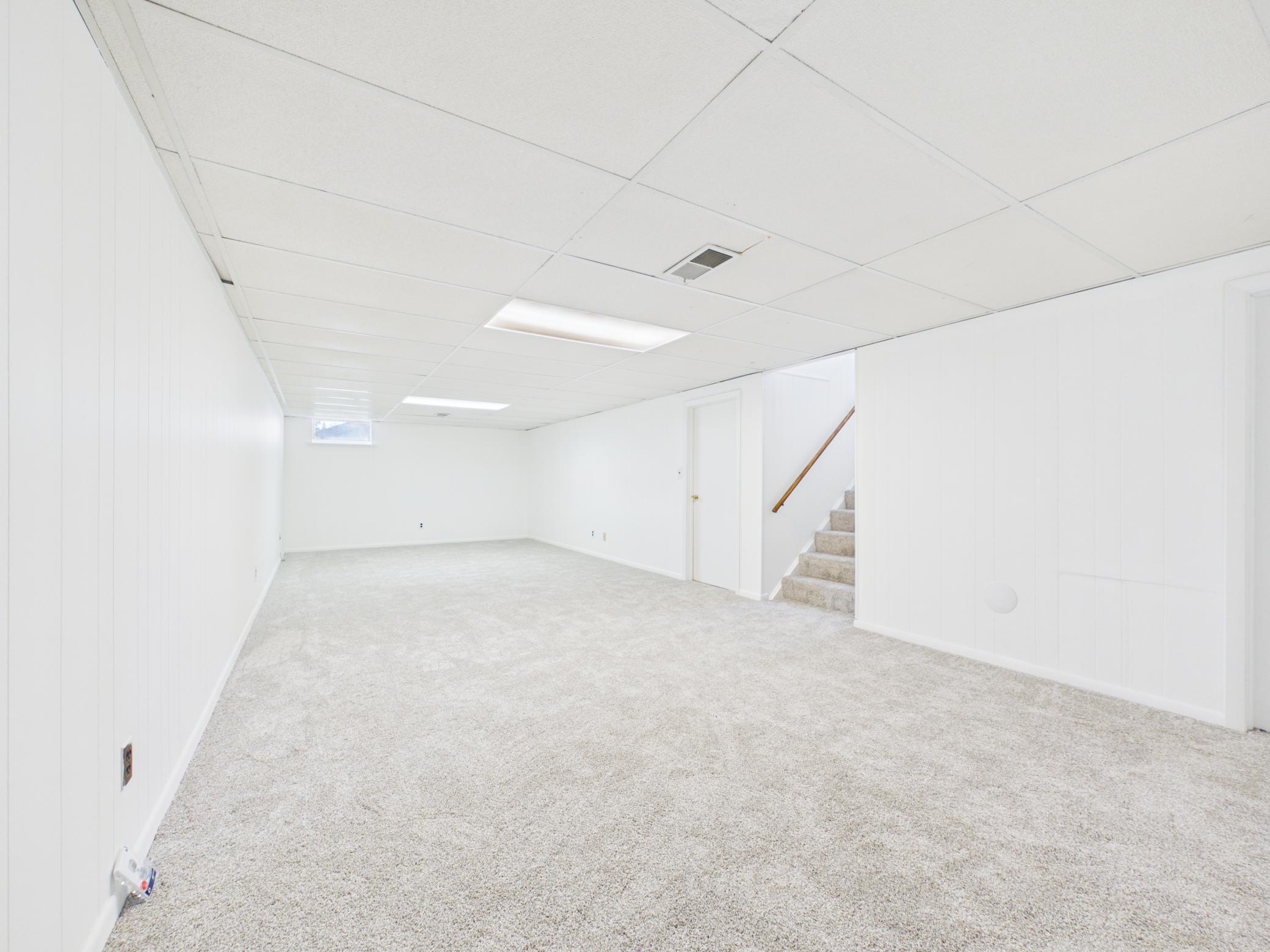 Fresh paint and carpet.