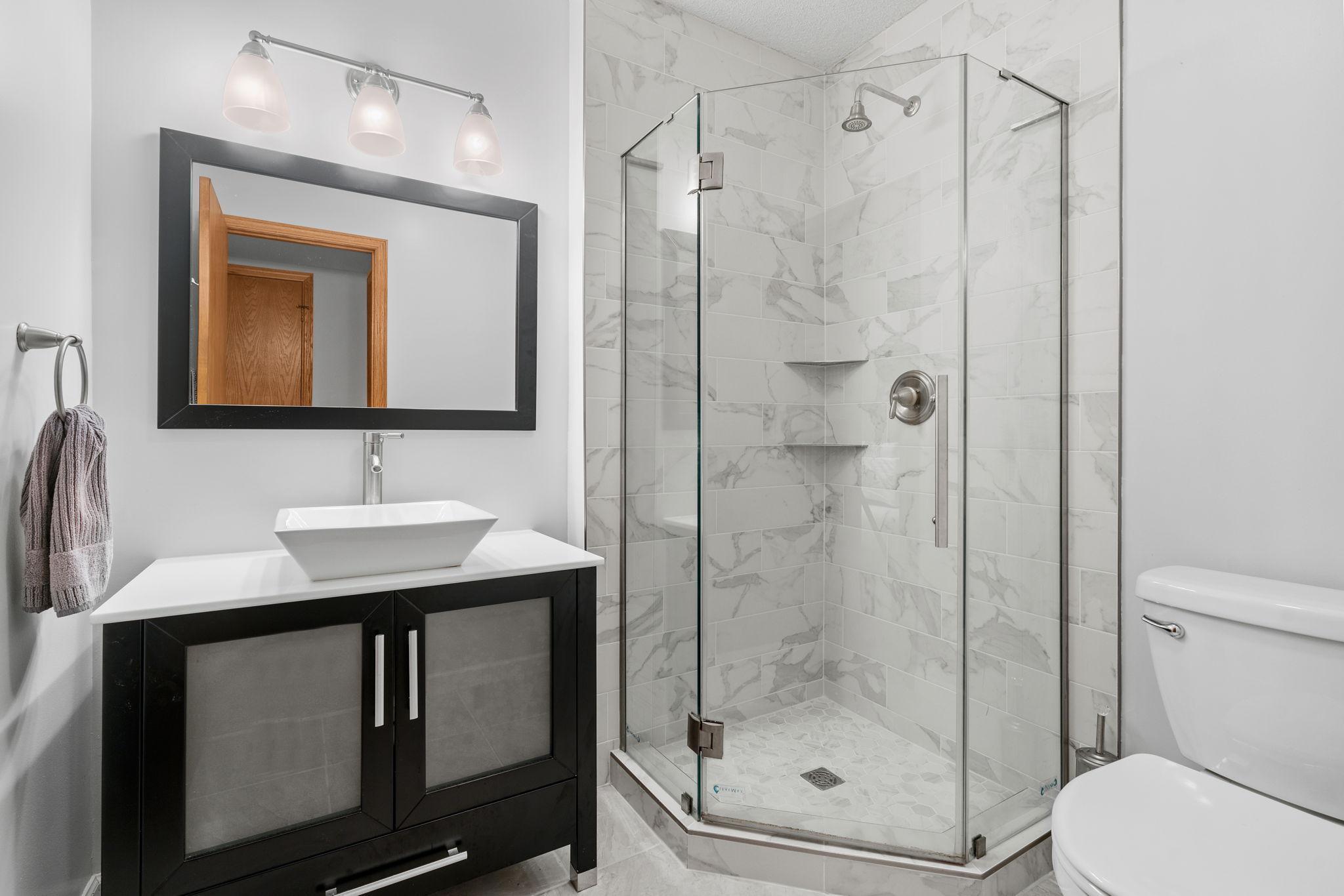 Remodeled lower level bathroom