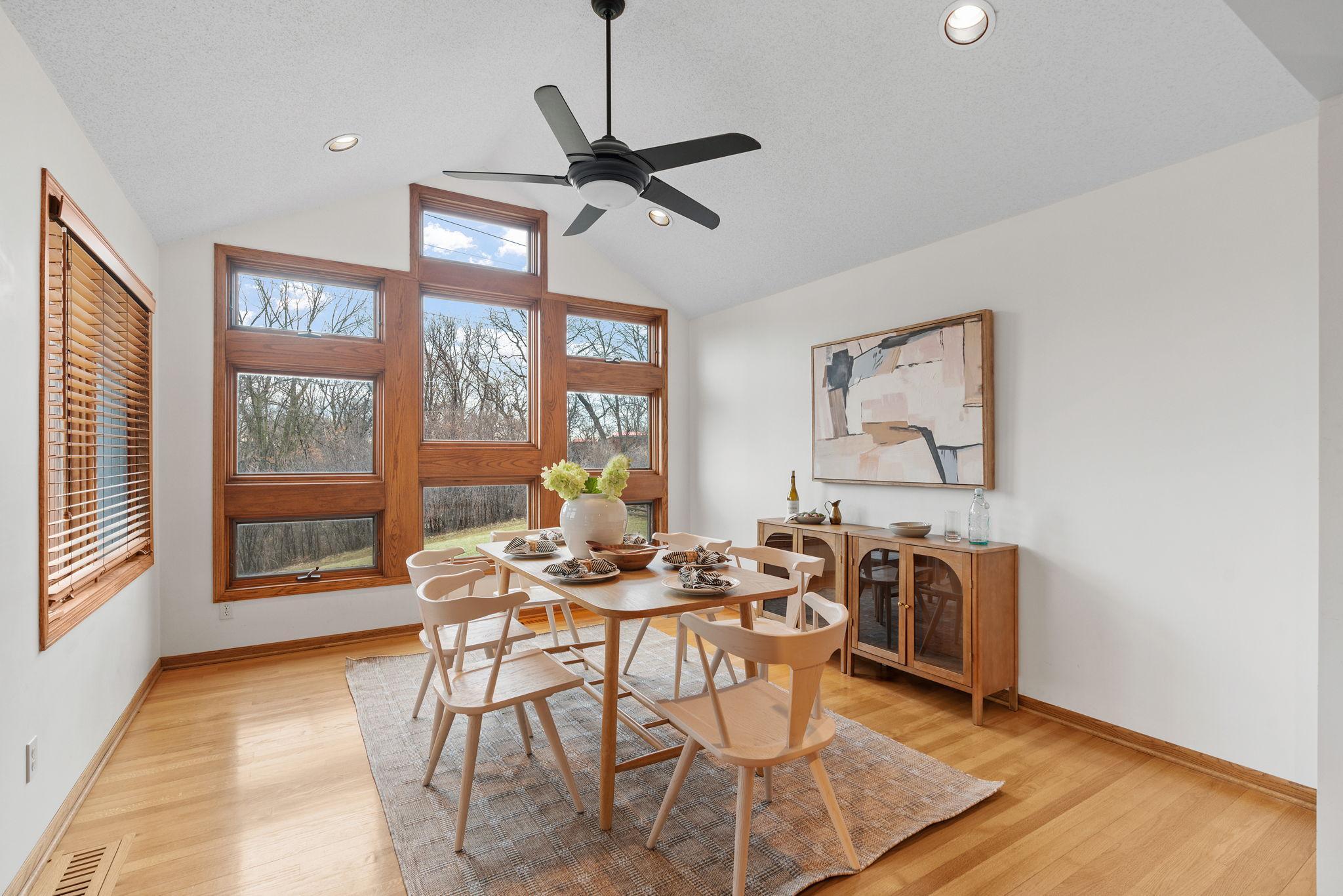 Just imagine your next Holiday dinner party while watching the Holiday train go by with the snow falling outside these windows.