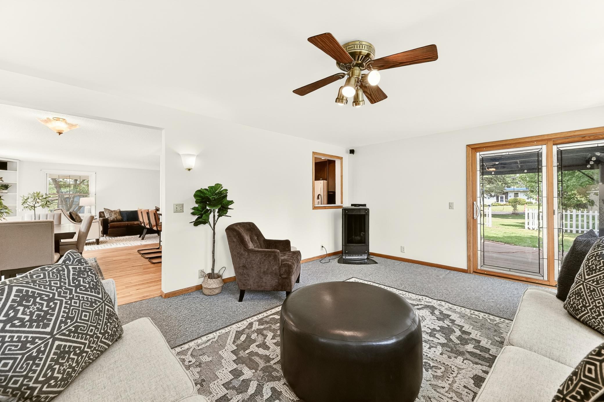 Sunroom with Standing Fireplace