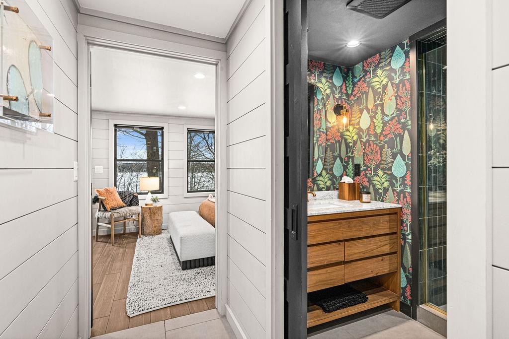 Elegant guest 3/4 bathroom off of the second bedroom