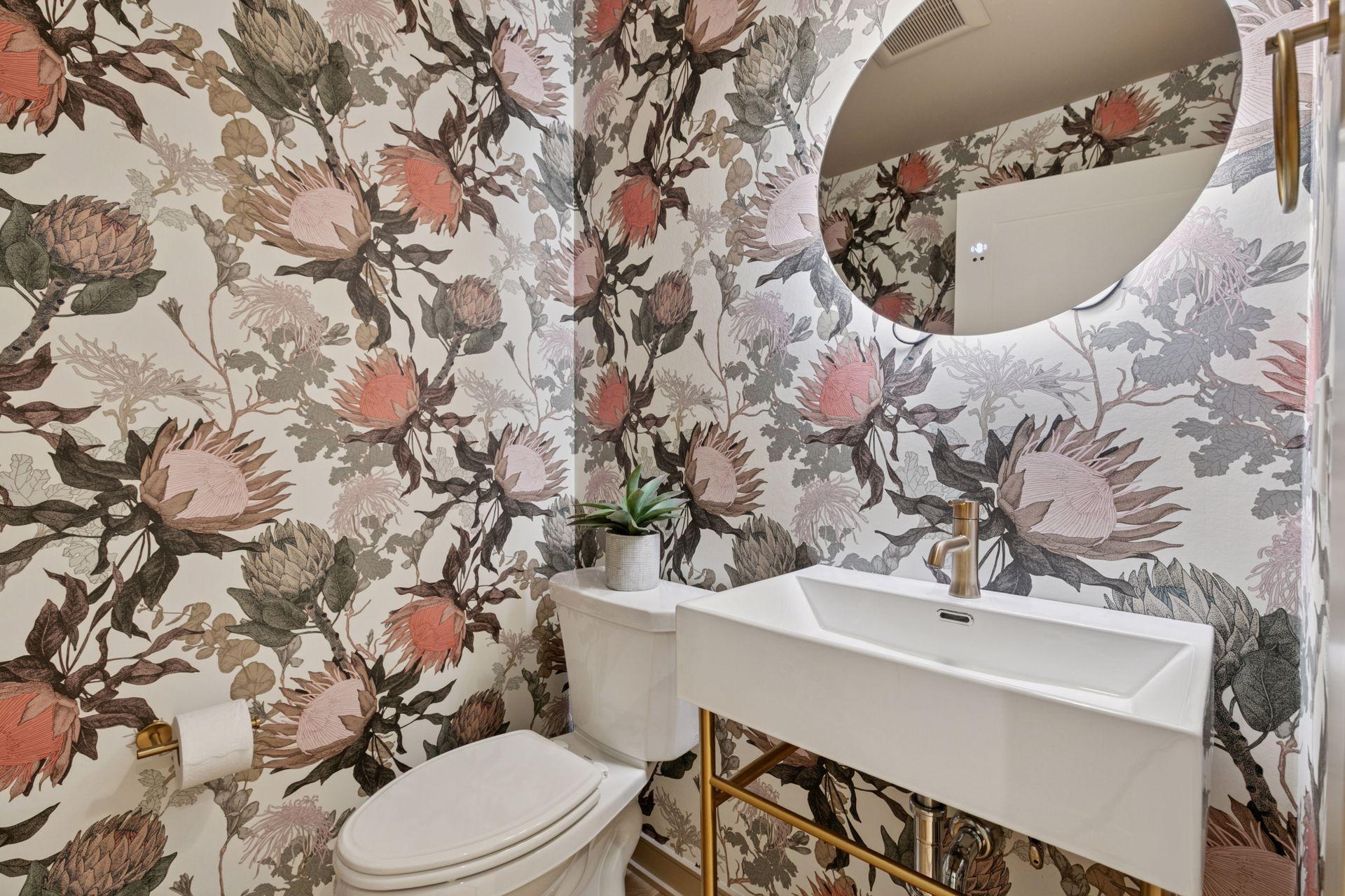 Experience the powder room encased in proteas dream in cream