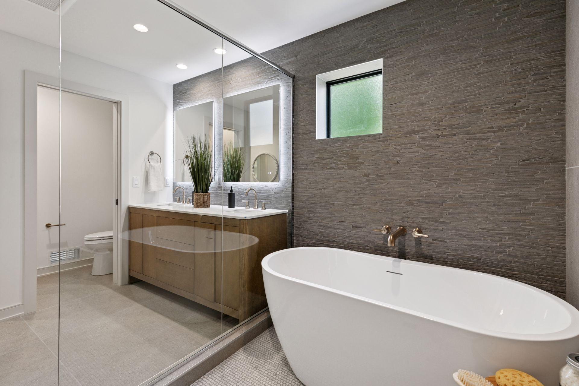 A Luxurious Design with the Spa Soaking Tub encased in glass to maintain warmth and comfort.