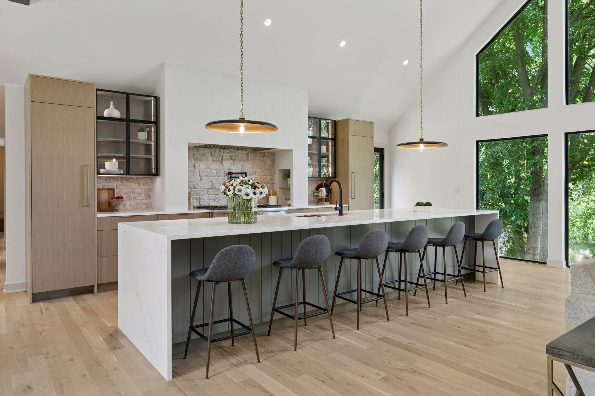 This extraordinary custom designed island features Alaska Bianca Quartz