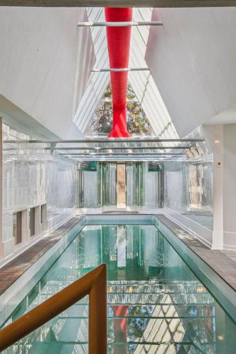 2nd Level suspended lap pool and access to rooftop deck