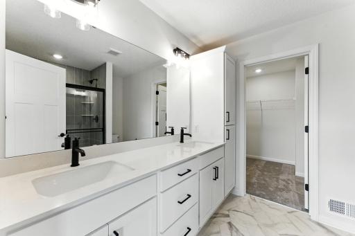 All Pictures are Illustration Only - Owners Bath with double vanity and storage