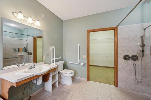 Primary bath with zero entry shower