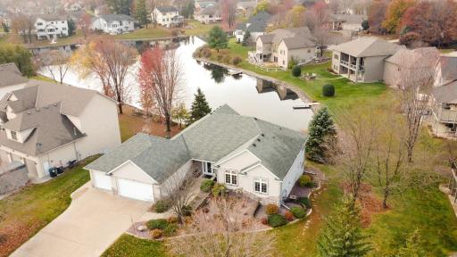 Ariel view of home, can have a dock on the pond