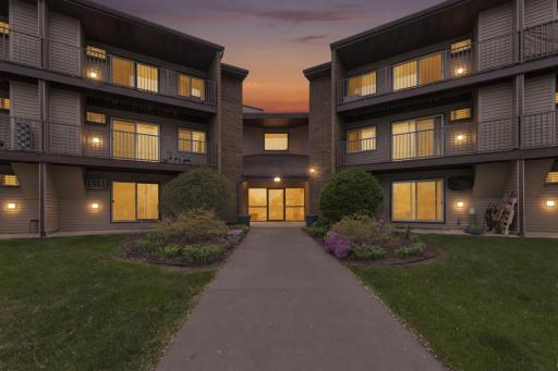 It is beautiful here at night, with lit paths, gardens, landscaping, swimming pool, secure entrance, heated underground parking with storage, car wash, and a ton of extra parking! A great Eagan location!