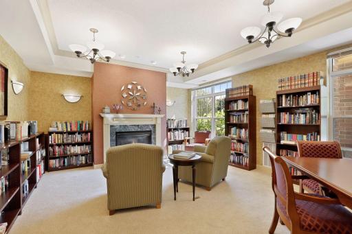 Fantastic shared library with fireplace.