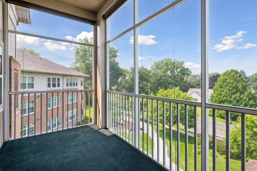 Deck view includes green space and the shared gazebo.