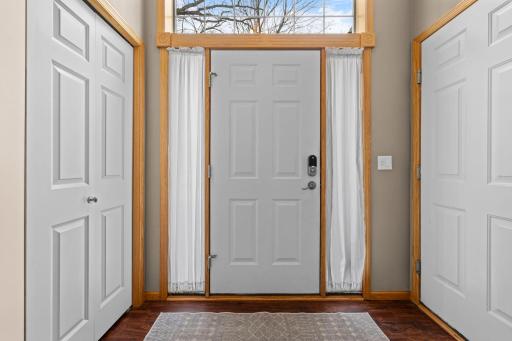 There is an entry closet off of the 3 car garage and a large landing to take off your shoes.