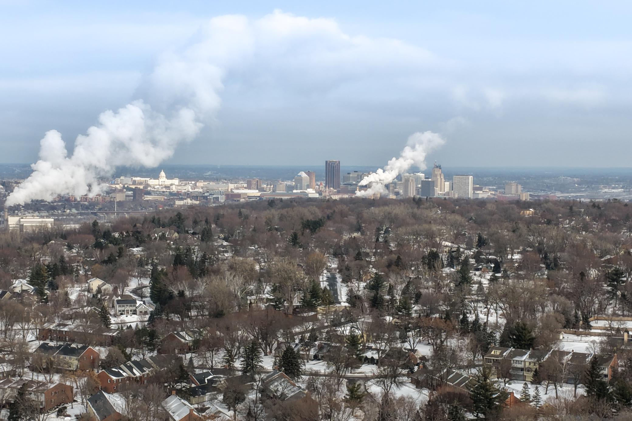 Aerial Looking At Downtown St Paul