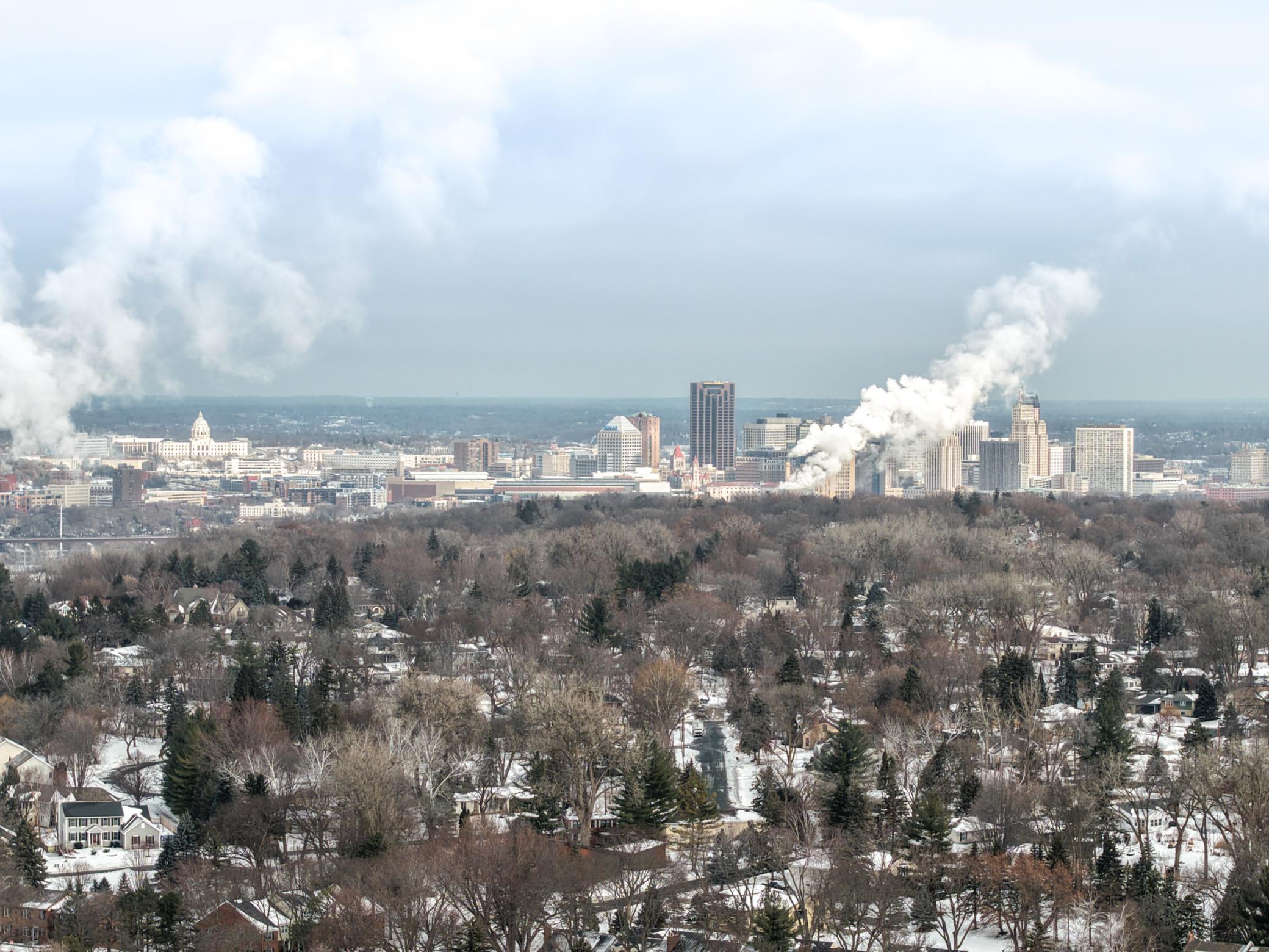 Aerial Looking At Downtown St Paul