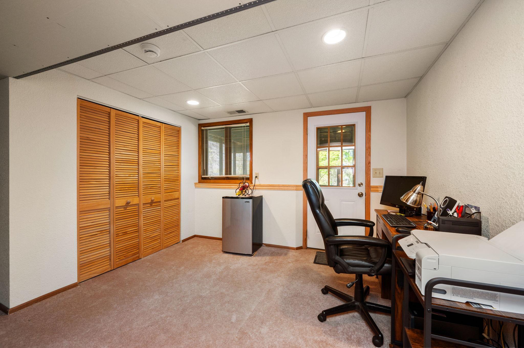 Walkout Lower Level with office space and storage closet