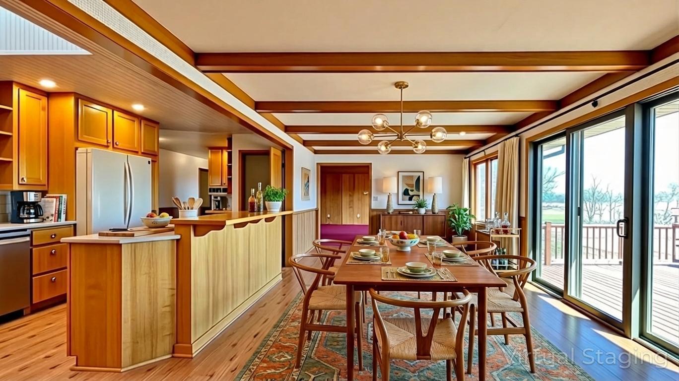 Virtually staged dining area.