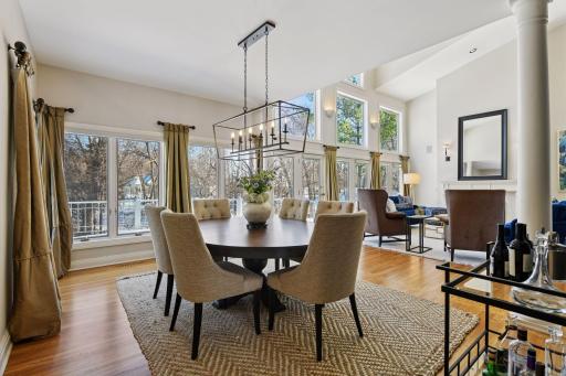 The Dining Room enjoys expansive east-facing views of the backyard.